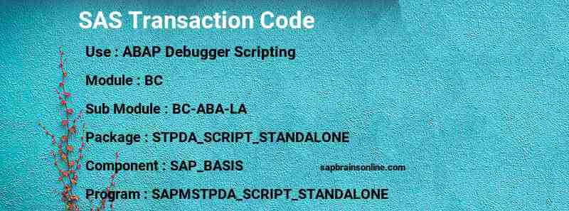 SAP SAS transaction code