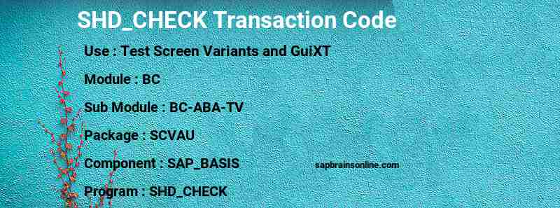 SAP SHD_CHECK transaction code