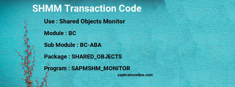 SAP SHMM transaction code
