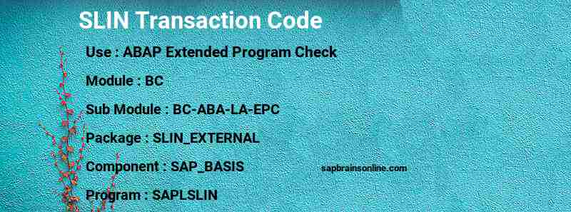 SAP SLIN transaction code