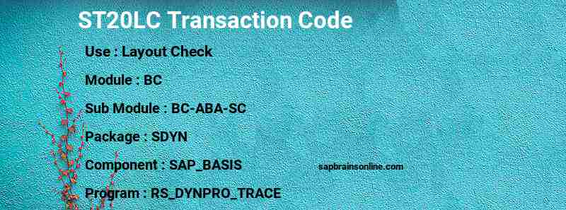 SAP ST20LC transaction code