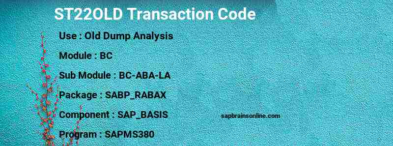 SAP ST22OLD transaction code