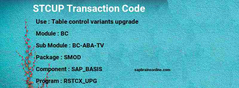 SAP STCUP transaction code
