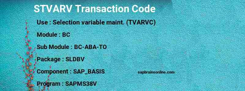 SAP STVARV transaction code