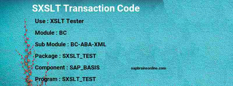 SAP SXSLT transaction code
