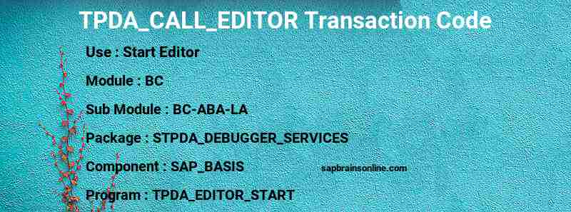 SAP TPDA_CALL_EDITOR transaction code
