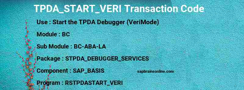 SAP TPDA_START_VERI transaction code