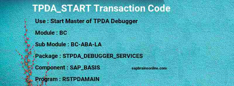 SAP TPDA_START transaction code