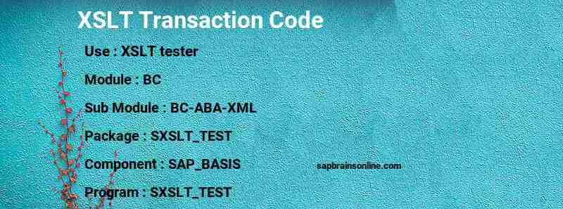 SAP XSLT transaction code