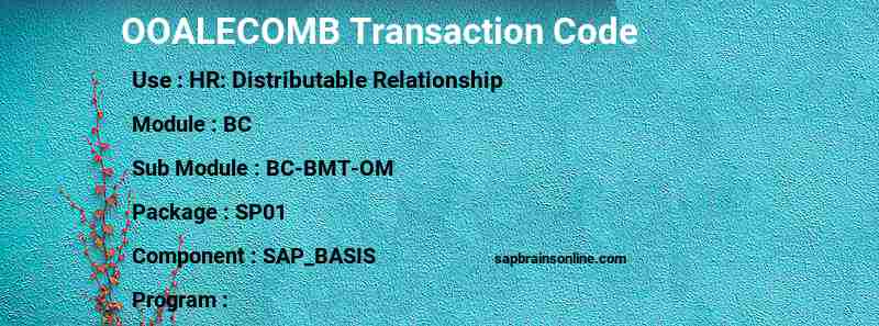 SAP OOALECOMB transaction code