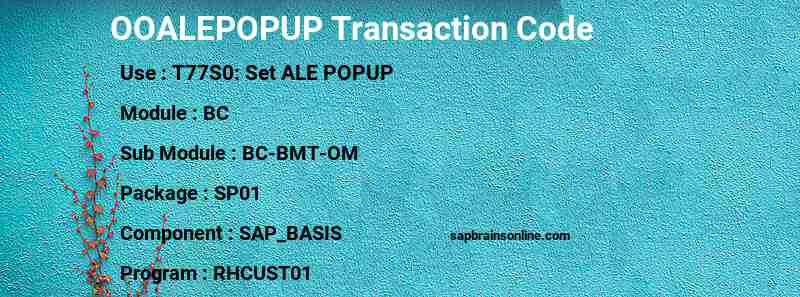 SAP OOALEPOPUP transaction code