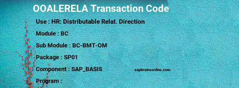 SAP OOALERELA transaction code