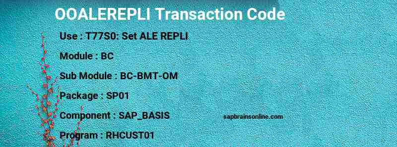 SAP OOALEREPLI transaction code