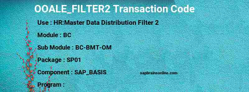 SAP OOALE_FILTER2 transaction code