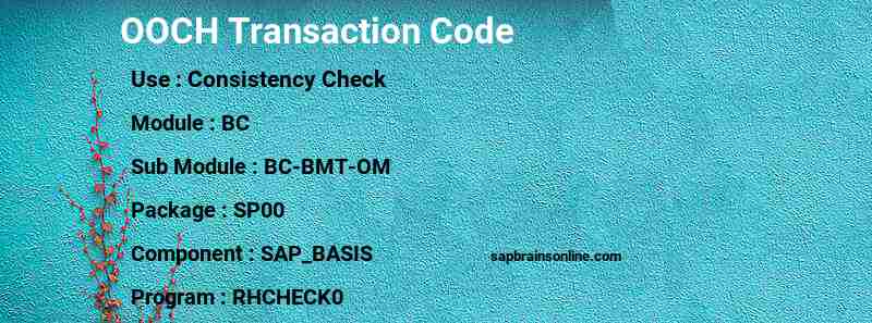 SAP OOCH transaction code