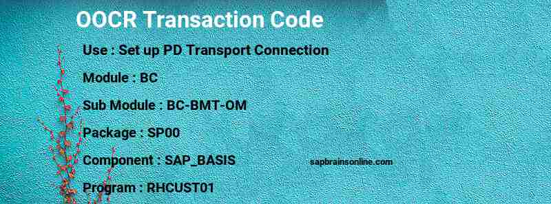 SAP OOCR transaction code
