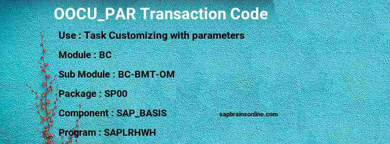 SAP OOCU_PAR transaction code