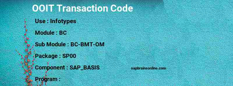 SAP OOIT transaction code