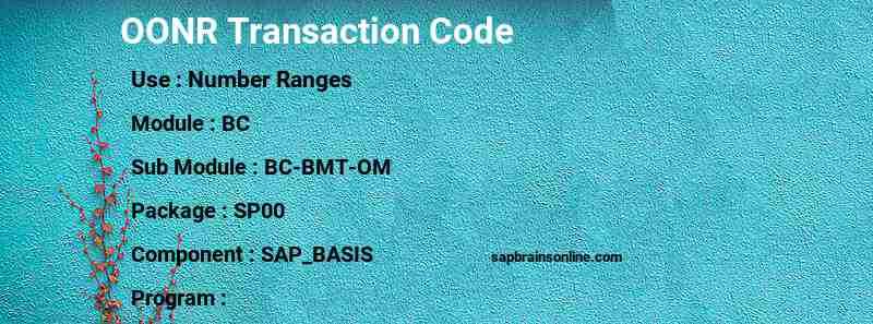 SAP OONR transaction code