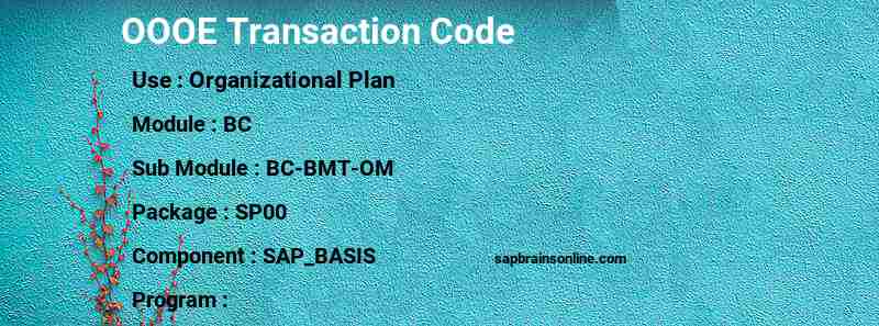 SAP OOOE transaction code