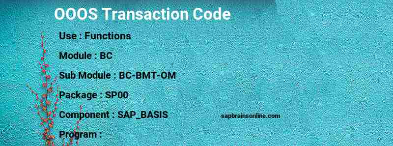 SAP OOOS transaction code