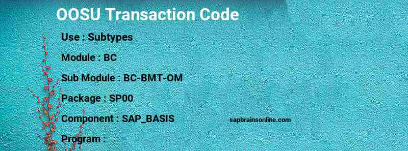 SAP OOSU transaction code