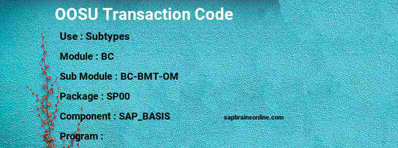 SAP OOSU transaction code