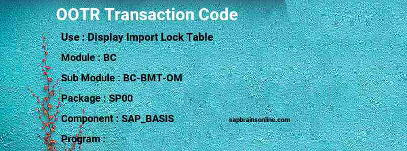 SAP OOTR transaction code