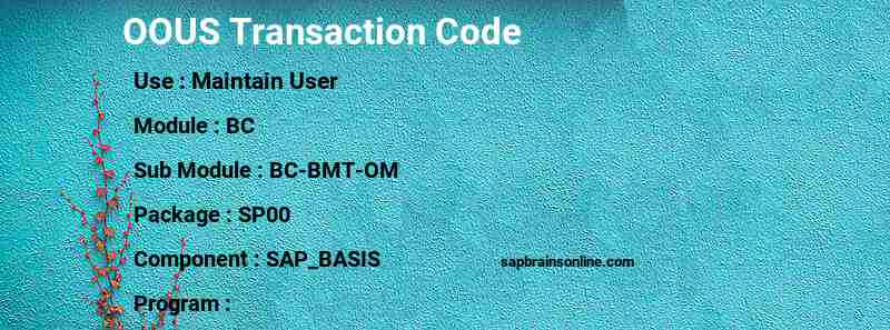 SAP OOUS transaction code