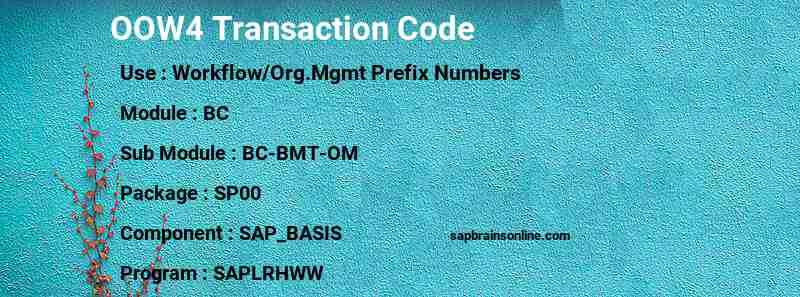 SAP OOW4 transaction code
