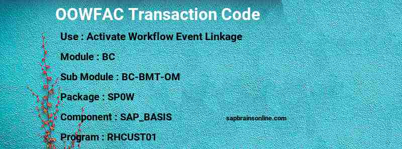 SAP OOWFAC transaction code