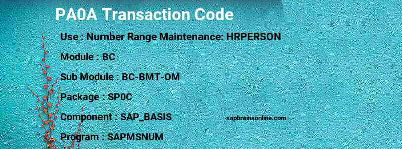 SAP PA0A transaction code