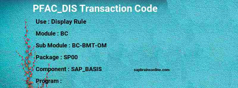 SAP PFAC_DIS transaction code