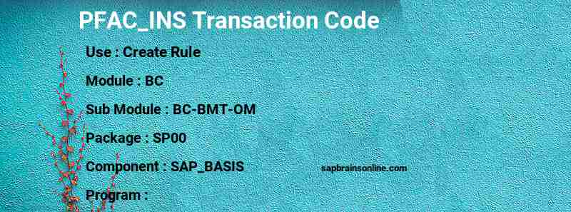 SAP PFAC_INS transaction code