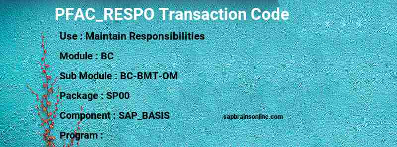SAP PFAC_RESPO transaction code