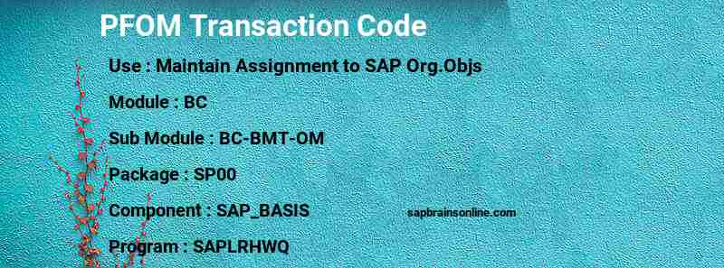 SAP PFOM transaction code