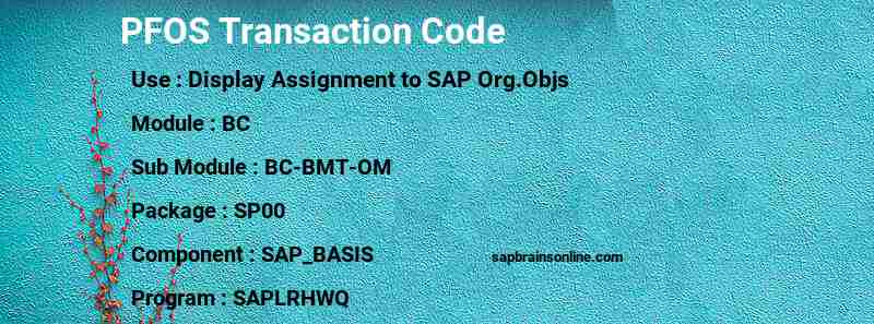 SAP PFOS transaction code