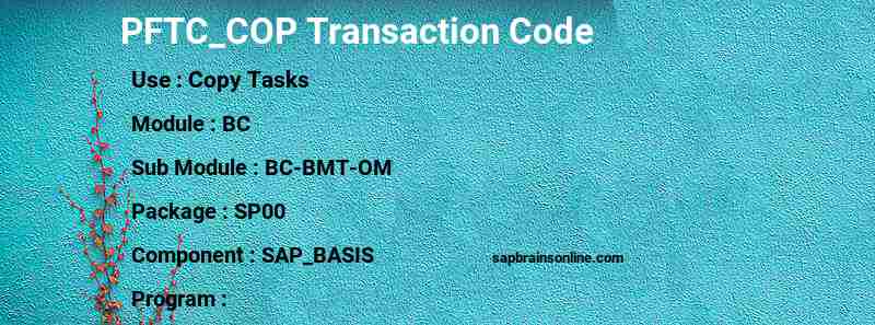 SAP PFTC_COP transaction code