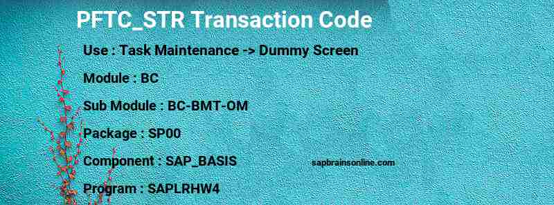 SAP PFTC_STR transaction code