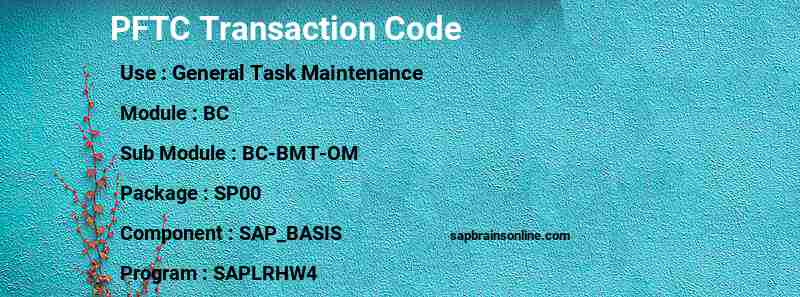 SAP PFTC transaction code
