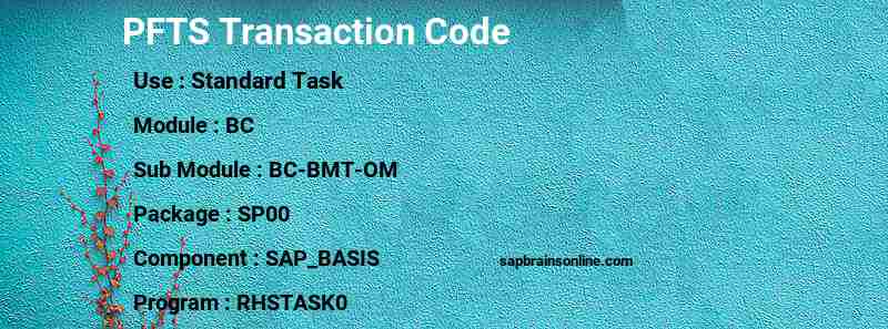 SAP PFTS transaction code