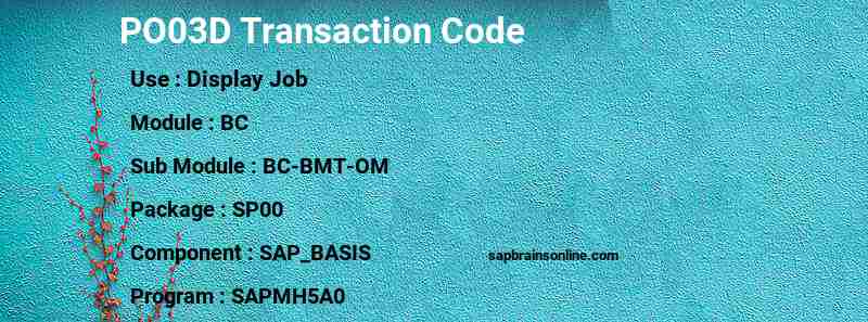 SAP PO03D transaction code