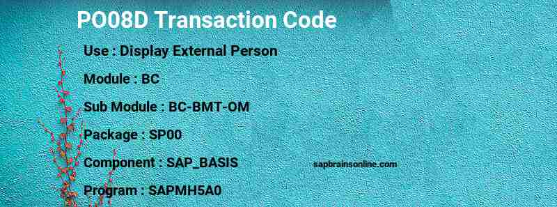 SAP PO08D transaction code