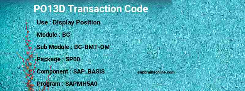 SAP PO13D transaction code