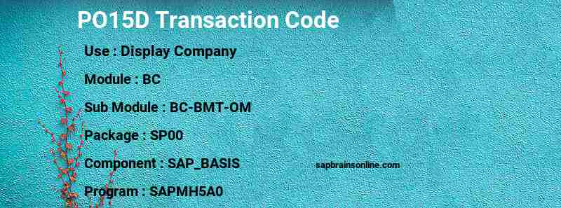SAP PO15D transaction code