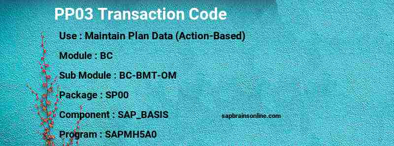 SAP PP03 transaction code