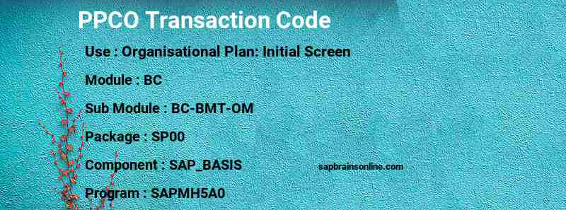 SAP PPCO transaction code