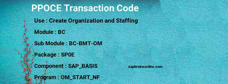 SAP PPOCE transaction code