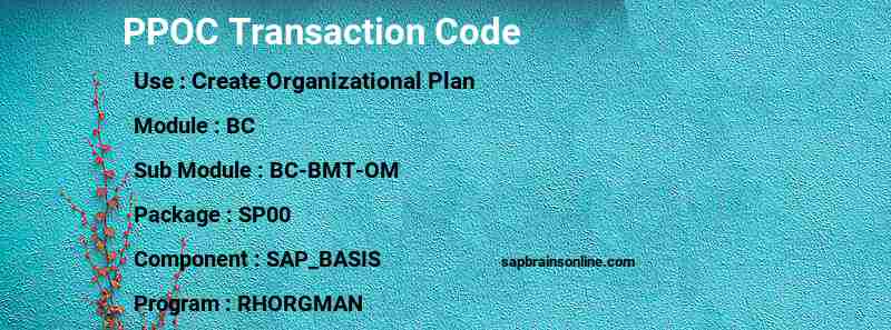 SAP PPOC transaction code