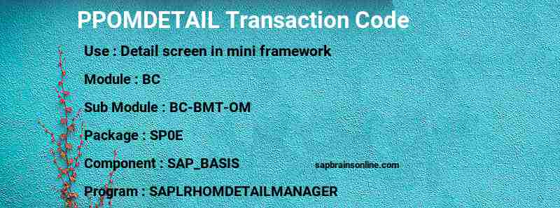 SAP PPOMDETAIL transaction code